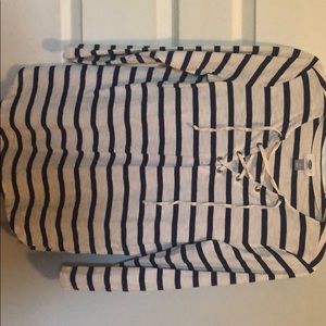 Navy Blue and White Stripped Quarter Sleeve Shirt